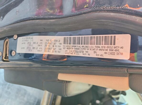 1C4PJMCS6GW192760 2016 JEEP CHEROKEE Blue Vista de la etiqueta del VIN
