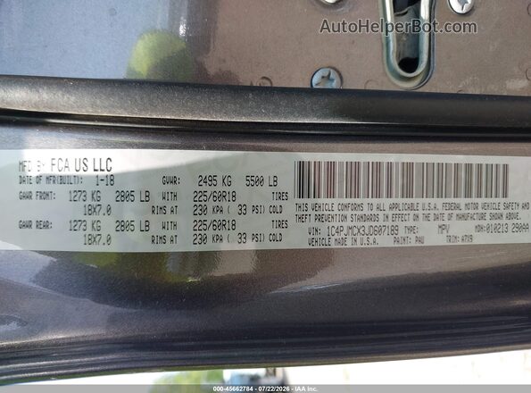 1C4PJMCX3JD607189 2018 JEEP CHEROKEE Серый Вид подкапотного пространства