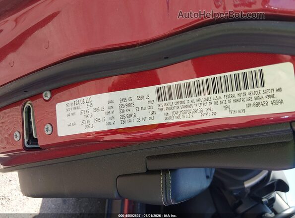 1C4PJMDB7GW120139 2016 JEEP CHEROKEE Red ძრავის განყოფილების ხედი