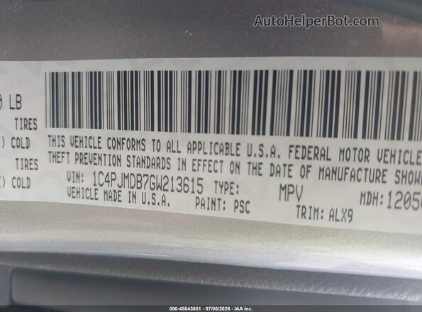 1C4PJMDB7GW213615 2016 JEEP CHEROKEE Silver ძრავის განყოფილების ხედი