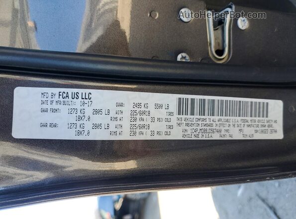 1C4PJMDB9JD567400 2018 JEEP CHEROKEE Gray 360 interior view