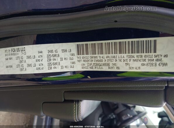 1C4PJMDBXGW109586 2016 JEEP CHEROKEE Dark Blue Вид подкапотного пространства