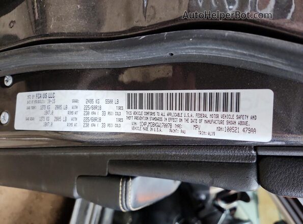 1C4PJMDBXGW170078 2016 JEEP CHEROKEE Угольный Вид наклейки с VIN-кодом