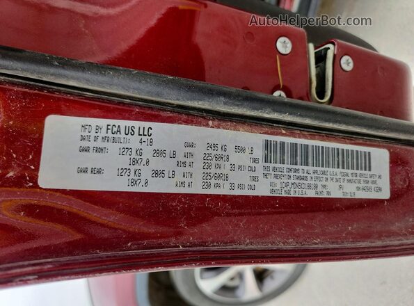 1C4PJMDN5KD188180 2019 JEEP CHEROKEE Maroon Widok naklejki z numerem VIN