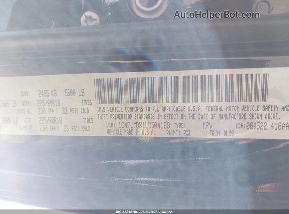1C4PJMDX1LD504189 2020 JEEP CHEROKEE Black Շարժիչի բաժամունքի տեսք