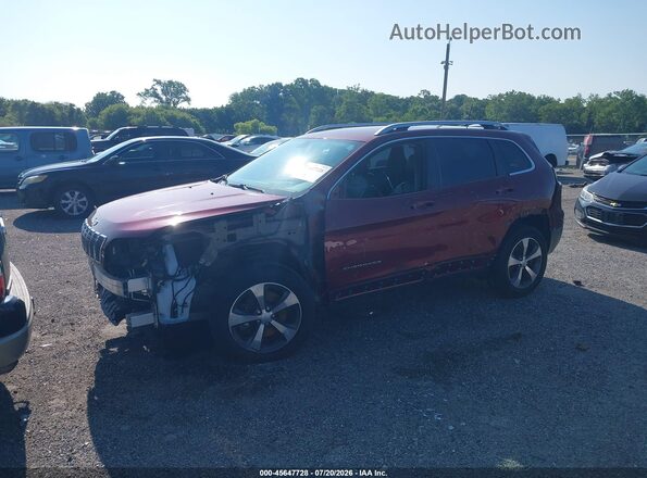 1C4PJMDX2KD253004 2019 JEEP CHEROKEE Burgundy წინა მარცხენა ხედი სამი მეოთხედიდან