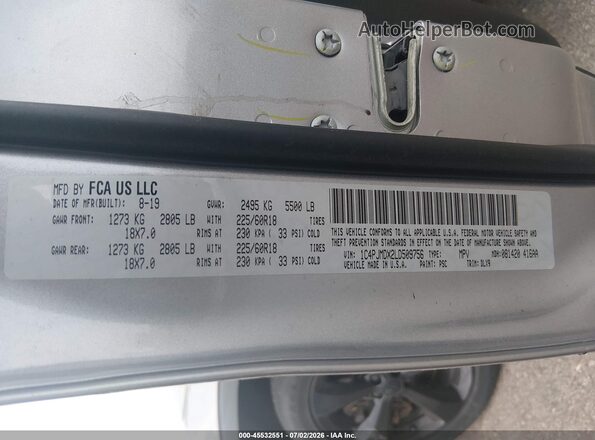 1C4PJMDX2LD509756 2020 JEEP CHEROKEE Silver Vista del compartimento del motor
