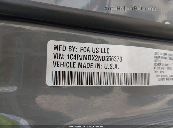 1C4PJMDX2ND556370 2022 JEEP CHEROKEE Серый Вид подкапотного пространства
