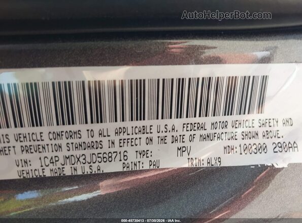1C4PJMDX3JD568716 2018 JEEP CHEROKEE Gray Вид підкапотного простору
