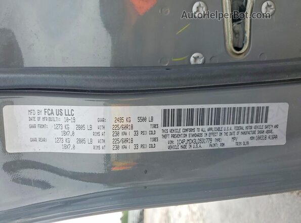 1C4PJMDX3LD531779 2020 JEEP CHEROKEE Gray VIN sticker view