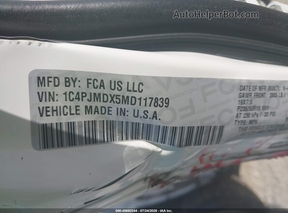 1C4PJMDX5MD117839 2021 JEEP CHEROKEE Белый Вид подкапотного пространства