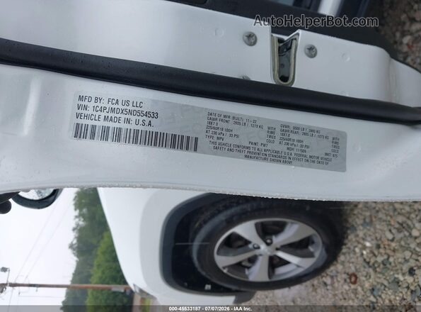 1C4PJMDX5ND554533 2022 JEEP CHEROKEE White Вид підкапотного простору