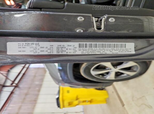 1C4PJMDX6KD172846 2019 JEEP CHEROKEE Gray Vista de la etiqueta del VIN