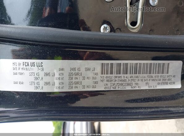 1C4PJMDX8KD238023 2019 JEEP CHEROKEE Black Widok komory silnika