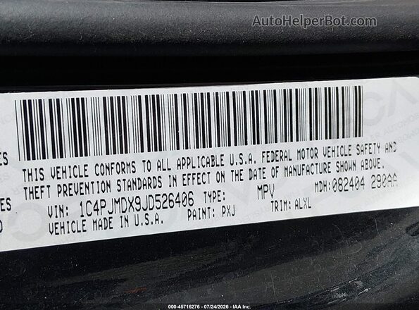 1C4PJMDX9JD526406 2018 JEEP CHEROKEE Black ძრავის განყოფილების ხედი