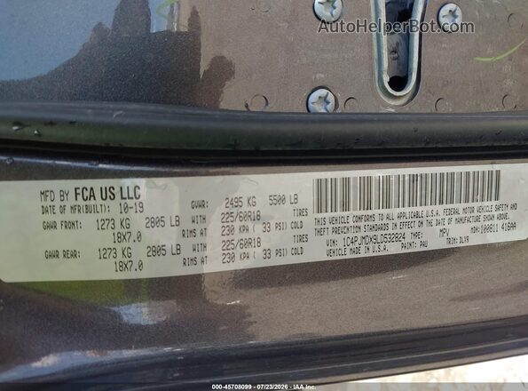 1C4PJMDX9LD532824 2020 JEEP CHEROKEE Gray Engine compartment view