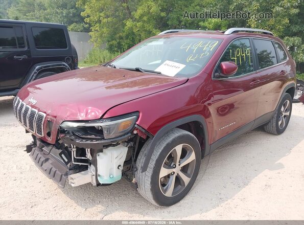 1C4PJMDX9MD139908 2021 JEEP CHEROKEE Maroon წინა მარცხენა ხედი სამი მეოთხედიდან