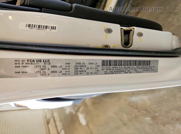 1C4PJMDXXKD303910 2019 JEEP CHEROKEE White VIN կոդի պիտակի տեսք