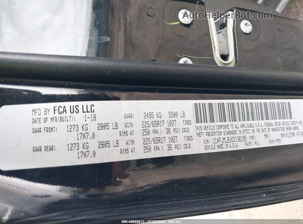 1C4PJMLB1KD136195 2019 JEEP CHEROKEE Черный Вид подкапотного пространства