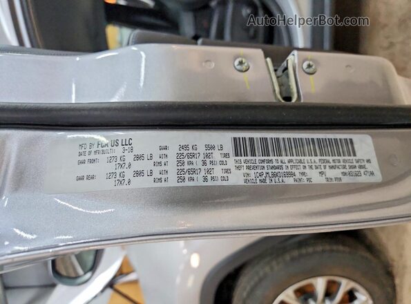 1C4PJMLB6KD169984 2019 JEEP CHEROKEE Silver VIN կոդի պիտակի տեսք