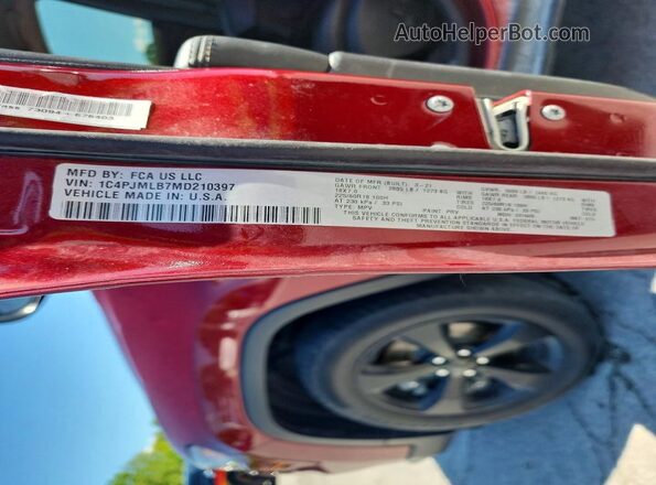 1C4PJMLB7MD210397 2021 JEEP CHEROKEE Maroon Vista de la etiqueta del VIN