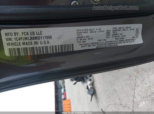 1C4PJMLB8MD117999 2021 JEEP CHEROKEE Gray ძრავის განყოფილების ხედი