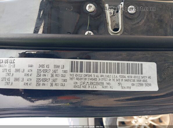1C4PJMLB9KD350299 2019 JEEP CHEROKEE Black Շարժիչի բաժամունքի տեսք
