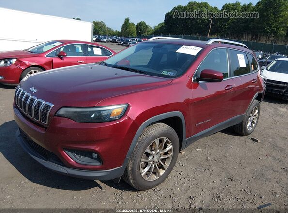 1C4PJMLBXKD181636 2019 JEEP CHEROKEE Maroon წინა მარცხენა ხედი სამი მეოთხედიდან