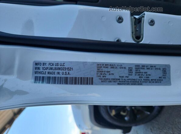 1C4PJMLBXMD231521 2021 JEEP CHEROKEE White Панорамний вид салону 360°