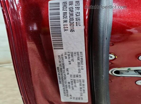 1C4PJMLX0LD631145 2020 JEEP CHEROKEE Burgundy Вид наклейки з VIN-кодом