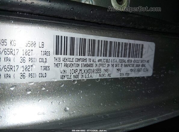 1C4PJMLX1KD101555 2019 JEEP CHEROKEE Silver Vista del compartimento del motor
