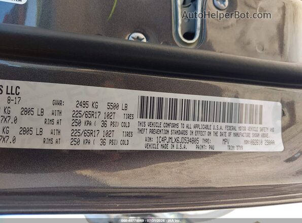 1C4PJMLX6JD534805 2018 JEEP CHEROKEE Gray Engine compartment view