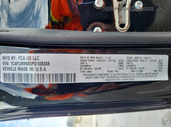 1C4PJMMB5PD108308 2023 JEEP CHEROKEE Black Engine compartment view