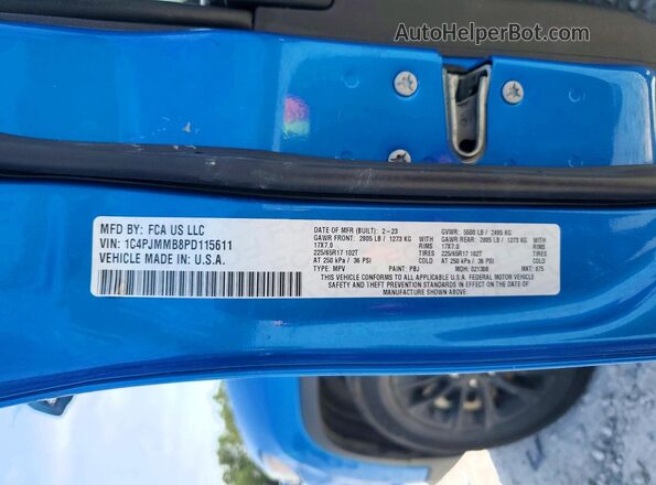1C4PJMMB8PD115611 2023 JEEP CHEROKEE Blue VIN sticker view