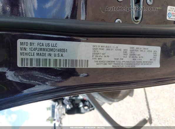 1C4PJMMX3MD149351 2021 JEEP CHEROKEE Black Вид підкапотного простору