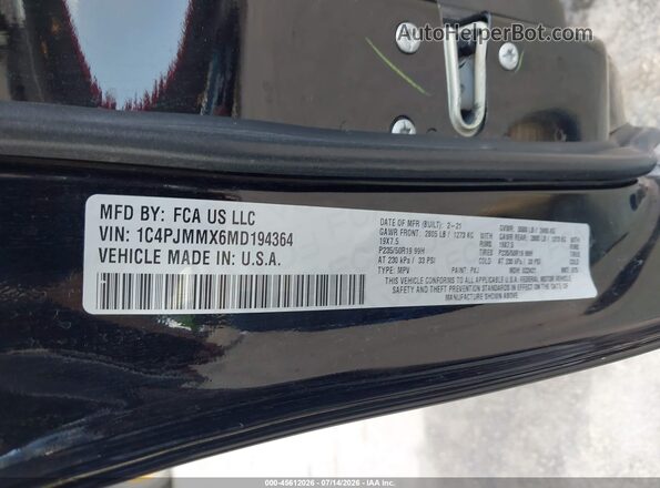 1C4PJMMX6MD194364 2021 JEEP CHEROKEE Black Widok komory silnika