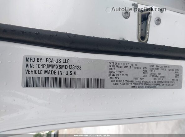 1C4PJMMX8MD133128 2021 JEEP CHEROKEE White Շարժիչի բաժամունքի տեսք