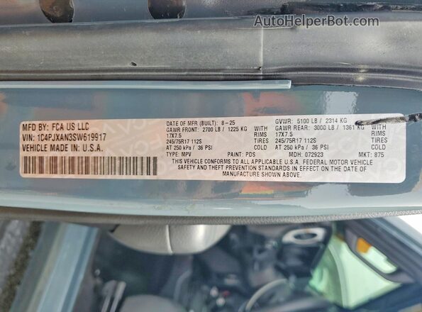 1C4PJXAN3SW619917 2025 JEEP WRANGLER Gray Սալոնի 360 աստիճան տեսք