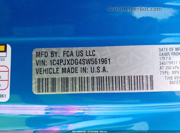 1C4PJXDG4SW561961 2025 JEEP WRANGLER Blue Widok komory silnika