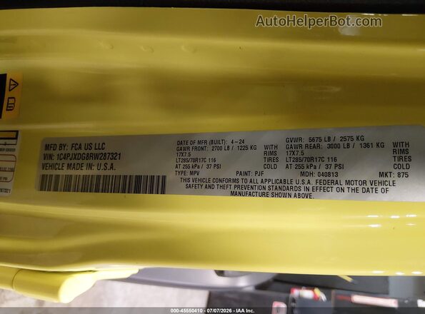 1C4PJXDG8RW287321 2024 JEEP WRANGLER Yellow Вид підкапотного простору