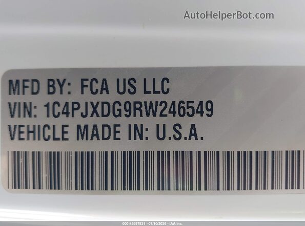 1C4PJXDG9RW246549 2024 JEEP WRANGLER White ძრავის განყოფილების ხედი