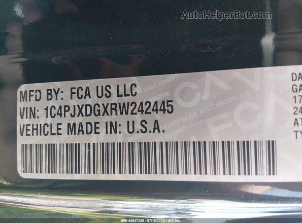 1C4PJXDGXRW242445 2024 JEEP WRANGLER Black ძრავის განყოფილების ხედი