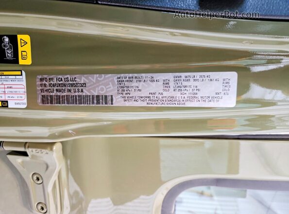 1C4PJXDN1SW507323 2025 JEEP WRANGLER Коричневый Панорамный вид салона 360°