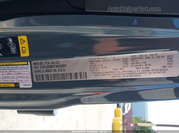 1C4PJXDN4TW234301 2026 JEEP WRANGLER Blue Engine compartment view
