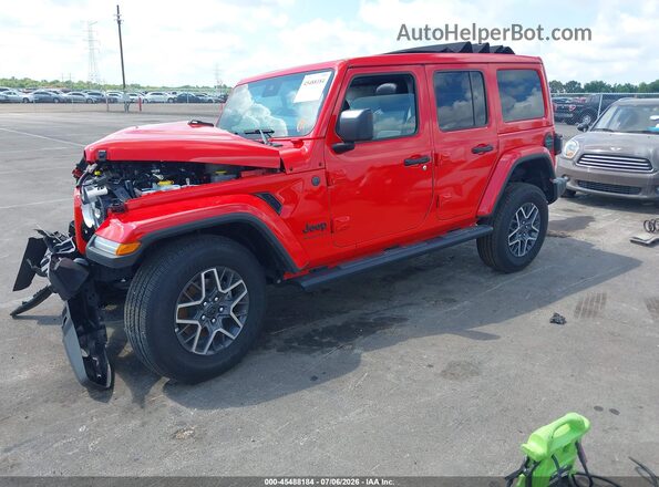 1C4PJXEG4SW563479 2025 JEEP WRANGLER Red წინა მარცხენა ხედი სამი მეოთხედიდან