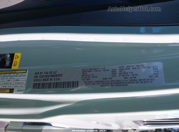 1C4PJXEG7RW287972 2024 JEEP WRANGLER Light Blue Vista del compartimento del motor