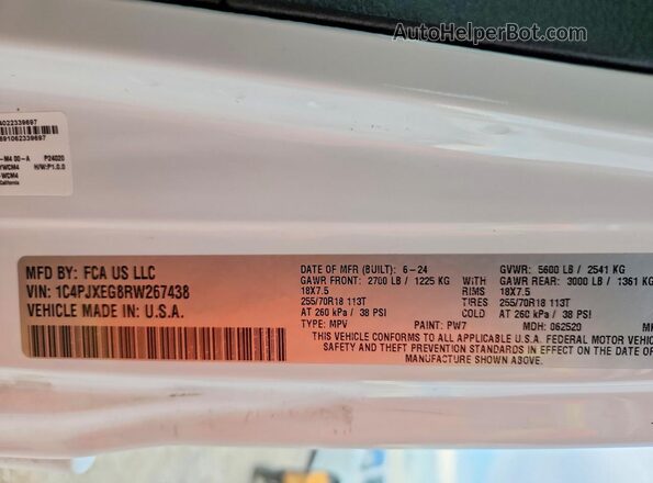 1C4PJXEG8RW267438 2024 JEEP WRANGLER White Engine compartment view