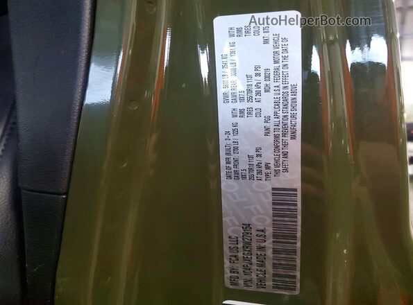 1C4PJXEGXRW279154 2024 JEEP WRANGLER Green Вид наклейки з VIN-кодом