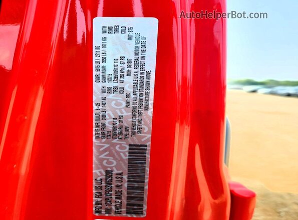 1C4PJXFG5SW629200 2025 JEEP WRANGLER Red Vista de la etiqueta del VIN