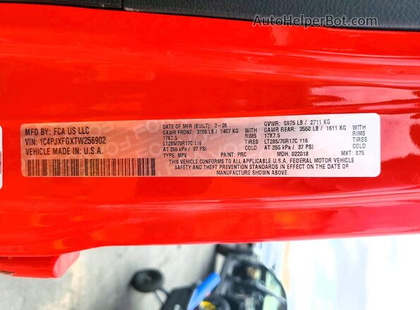 1C4PJXFGXTW256902 2026 JEEP WRANGLER Red Widok komory silnika